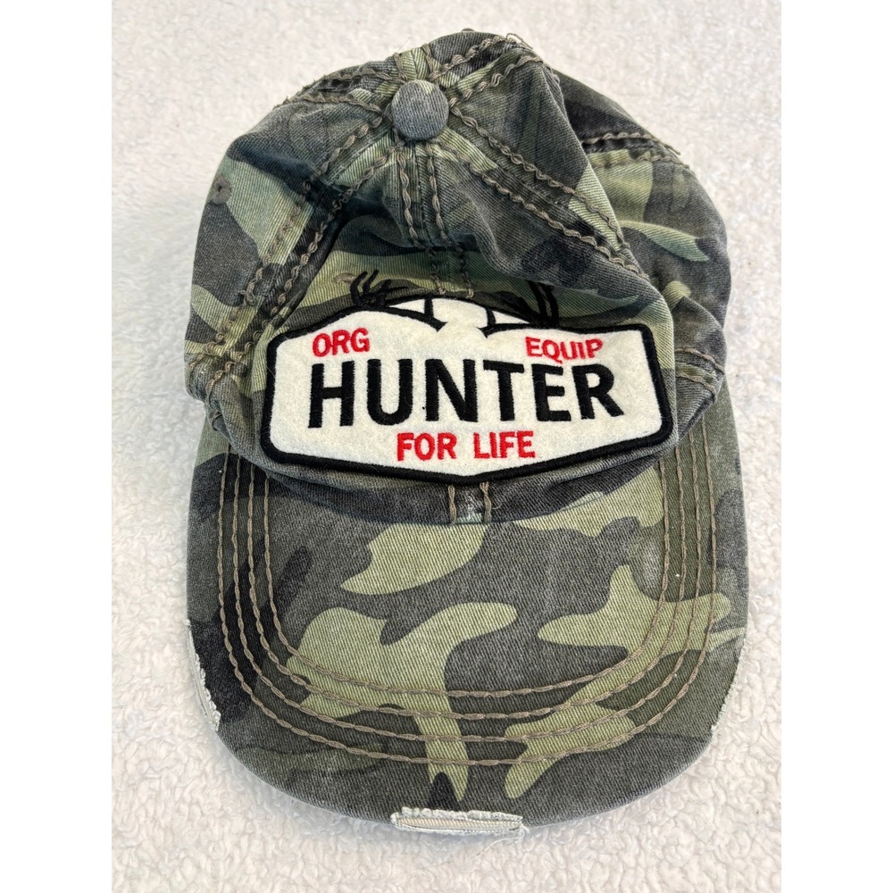 Kbethos Hunter For Life Camo Distressed Baseball Hat Adjustable Mens Hunting Cap